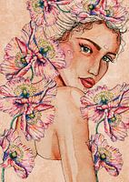 Femme avec des coquelicots