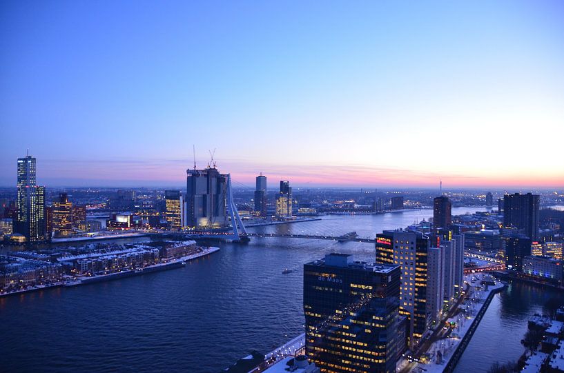 Rotterdam Skyline under a soft blue sky by Marcel van Duinen