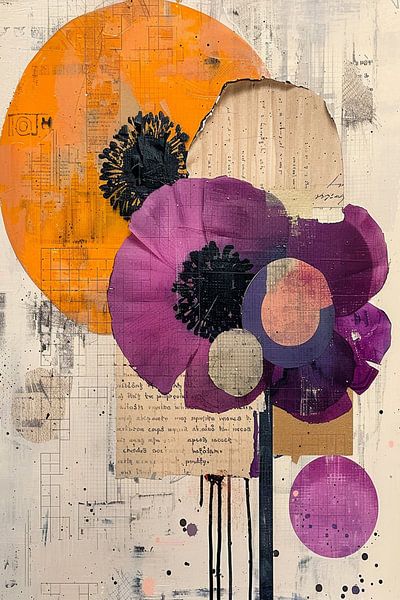 Solar Bloom - Moderne abstrakte Collage von Marijke Trienekens