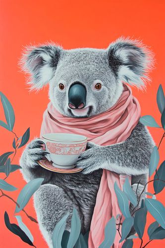 Kuscheliger Koala mit Tasse