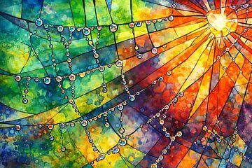 Abstract Web with Dewdrops