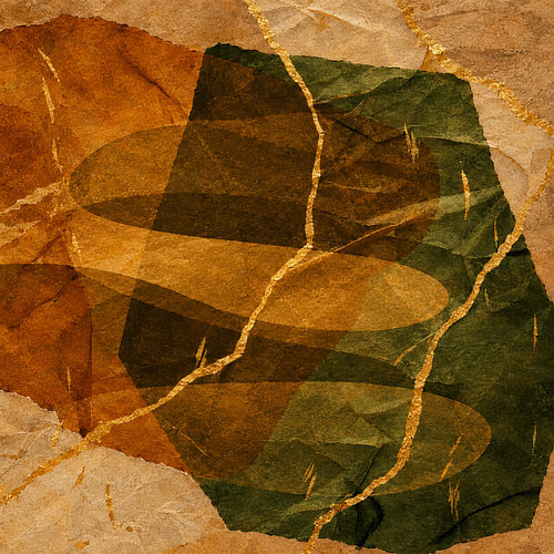 Résumé : Collage japonais « Kintsugi » aux veines dorées