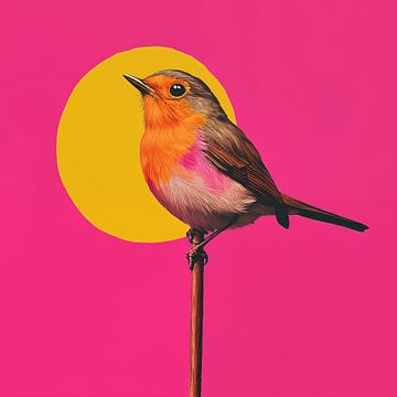 Roodborst vogel onder de zon roze van TheXclusive Art