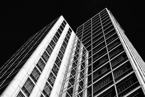 Bâtiment Martinez à Almere en noir et blanc