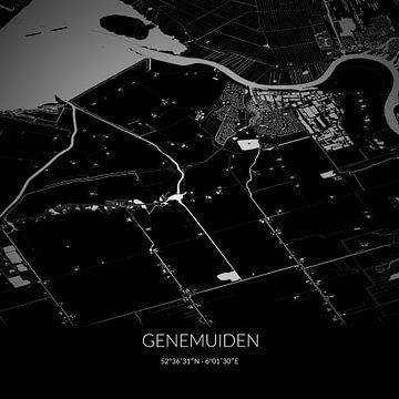 Carte en noir et blanc de Genemuiden, Overijssel. sur Rezona