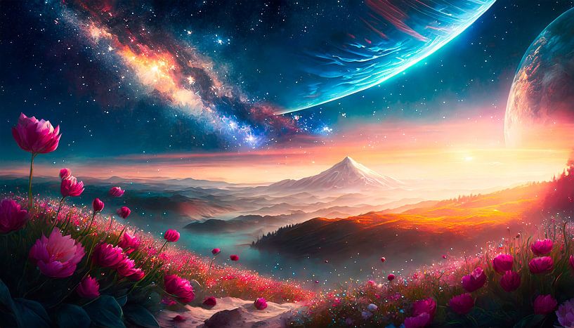 Space with new planets by Mustafa Kurnaz