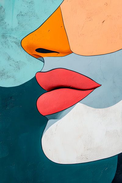 Abstracte gelaatstrekken in felle kleuren van Poster Art Shop
