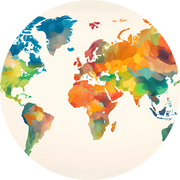 Kleurijke wereldkaart met kwaststreken