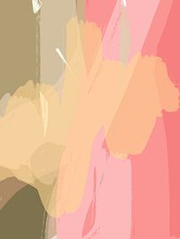 Abstract painting in pink, yellow, beige by Dina Dankers
