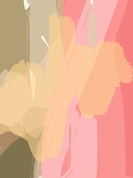 Abstrakte Malerei in rosa, gelb, beige