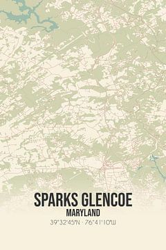 Vintage landkaart van Sparks Glencoe (Maryland), USA. van MijnStadsPoster