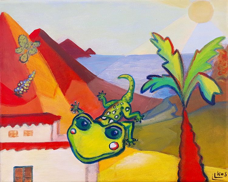 Landschaft mit Gecko 2 von Lorette Kos