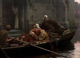 Edmund Blair Leighton – In Time of Peril (c. 1897) Medieval Escape Scene