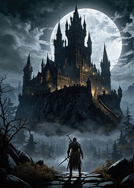 La dernière ascension vers le donjon éclairé par la lune par atiq fauzi