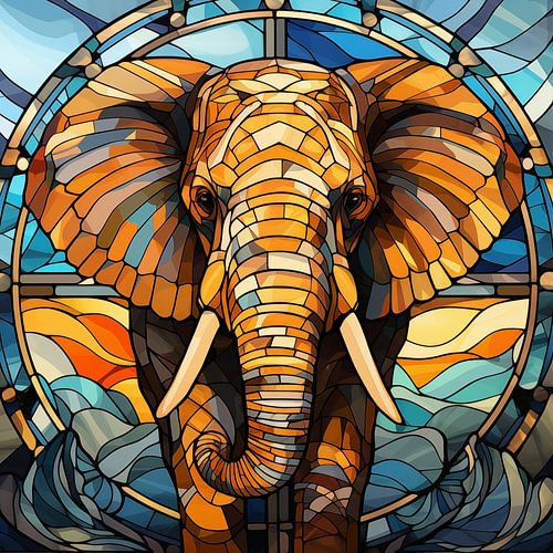 Elefant Glasmalerei