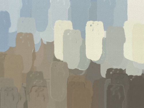 Une décoration murale moderne et apaisante représentant un paysage abstrait, une plage et la mer