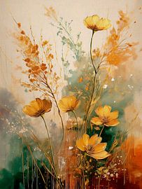 Herbst: Blumen und Gräser - Gold - 3 von Studio Pieternel