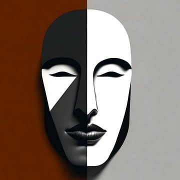 Abstract dubbel masker op smal gezicht in kleur van A.D. Digital ART