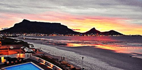 table mountain in cape town at sunset mixed media