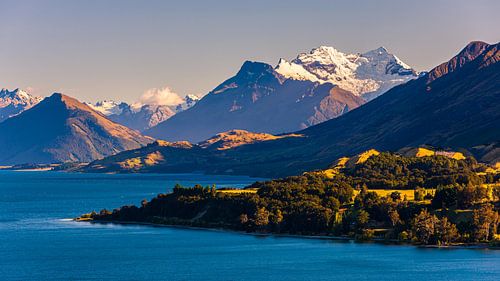 De weg naar Glenorchy, Otago, Zuider Eiland, Nieuw Zeeland