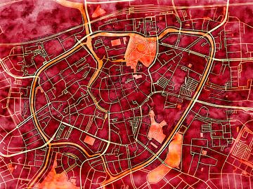 Map of Breda centrum with the style 'Amber Autumn' by Maporia