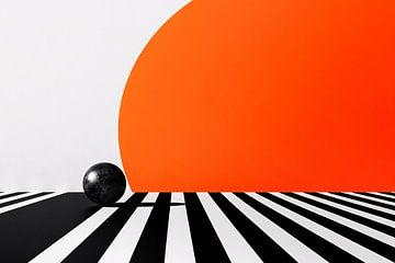 Abstracte kunst met oranje zon van Imperial Art House