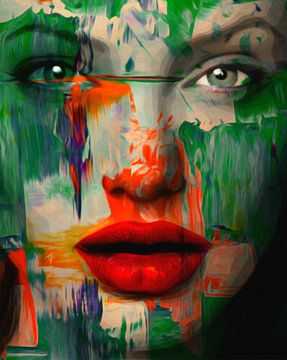 Gewoon gezicht - Angelia Jolie - Abstracte Game van Felix von Altersheim