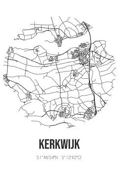 Kerkwijk (Gelderland) | Landkaart | Zwart-wit van MijnStadsPoster