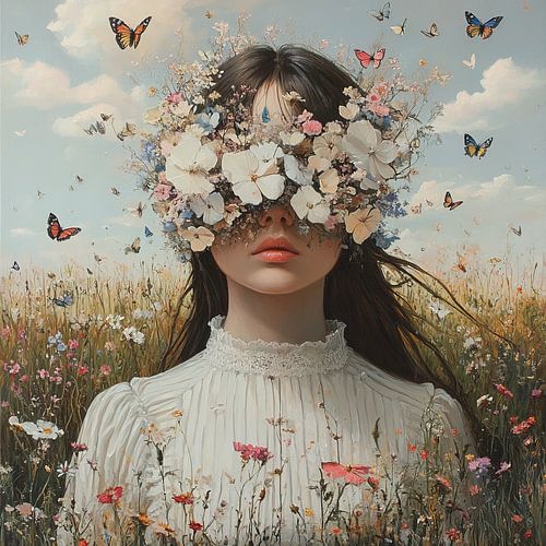 Bloemen | Kleurrijk Veld met Vlinders