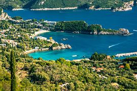 Paleokastritsa Bay with Blue Lagoon by Leo Schindzielorz