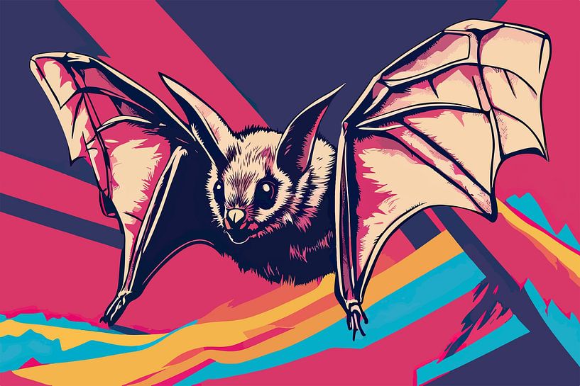 Chromatic Flights - Designs de chauves-souris alpines à longues oreilles Pop Art par SOTA ArtSign