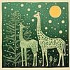 Whimsy Folk Giraffen im Mondschein von Aloke Design