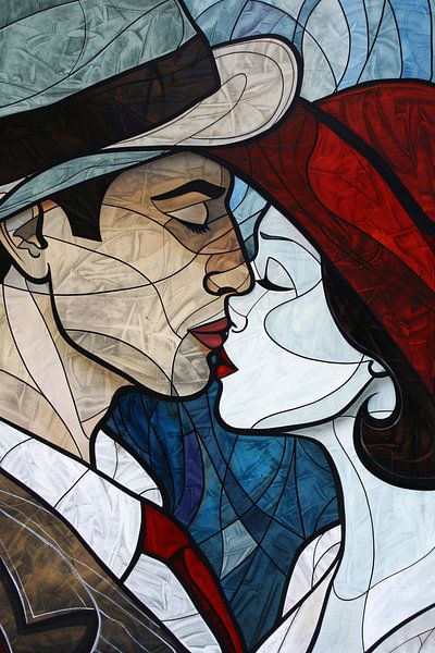 Romantic line art portrait of a couple by Art & Soul Creations