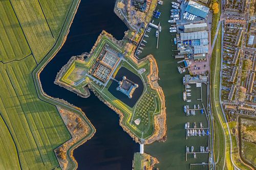 Aerial view Muiderslot castle from above