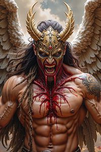 Dark Fantasy Art Wandbild: VORAMIEL - Ein Porträt eines besessenen Erzengels