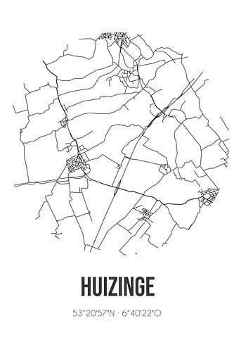 Huizinge (Groningen) | Karte | Schwarz und Weiß