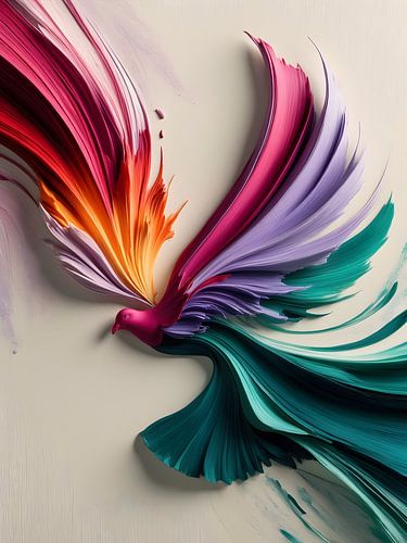 Vibrating Freedom - Colourful Flying Dove