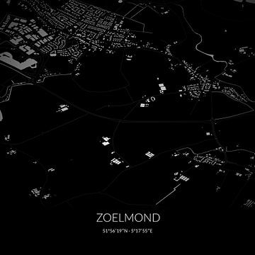 Zwart-witte landkaart van Zoelmond, Gelderland. van Rezona