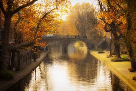Autumn in Utrecht, De Geertebrug over the (G)Oudegracht in Utrecht in the autumn light. by André Blom Fotografie Utrecht