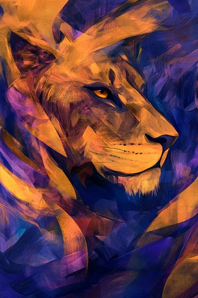 Lion portrait in bright colours by Poster Art Shop
