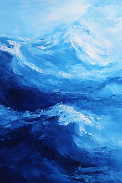 Abstract ocean waves in blue by Imperial Art House