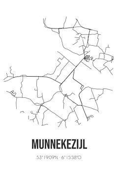 Munnekezijl (Fryslan) | Karte | Schwarz und Weiß von Rezona
