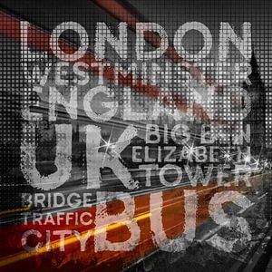 Graphic Art LONDON Verkehr auf der Westminster Bridge 