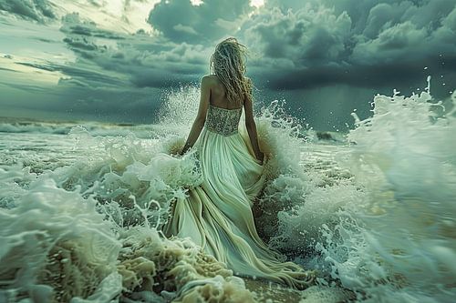 bruid in de branding