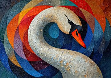 Zwanenschilderij | Swan Spectrum Delight van Blikvanger Schilderijen