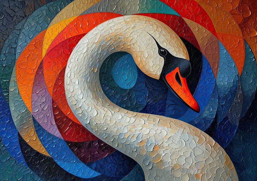 Swan painting | Swan Spectrum Delight by Eye catching paintings