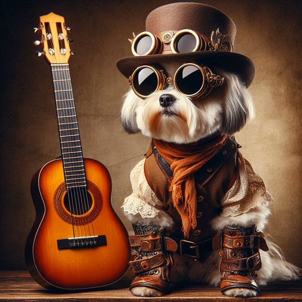 dog with guitar by Bernhard Karssies