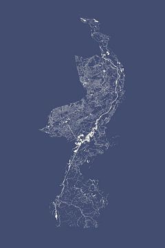 Waterkaart van Limburg in Royaalblauw van Maps Are Art