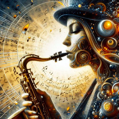 vrouw speelt saxofoon