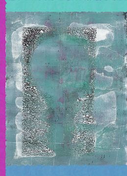 Moderne abstracte kunst. Organische vormen in pastel- en neonkleuren. Groen, blauw, magenta van Dina Dankers